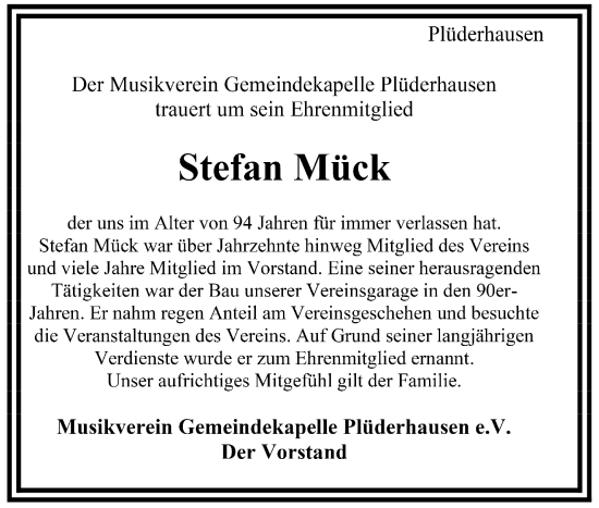 Traueranzeige von Stefan Mück von Waiblinger Kreiszeitung